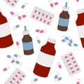 Seamless pattern of drugs pills and capsules vector illustration